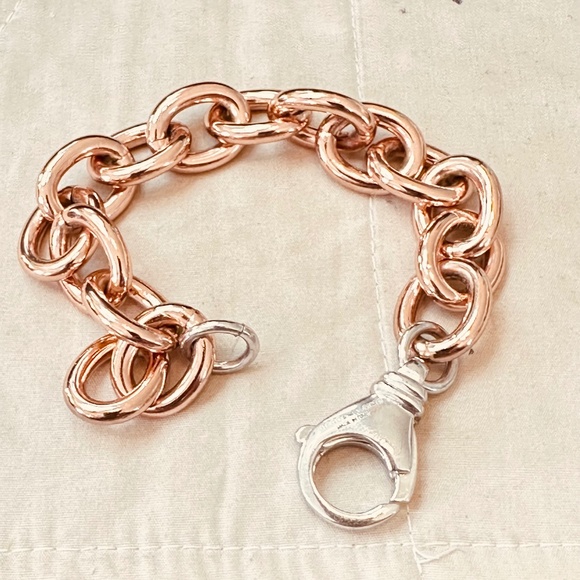 Diego & Massimo Made in Italy Rose Tone & Silver Tone Chain Link Bracelet - Picture 4 of 12